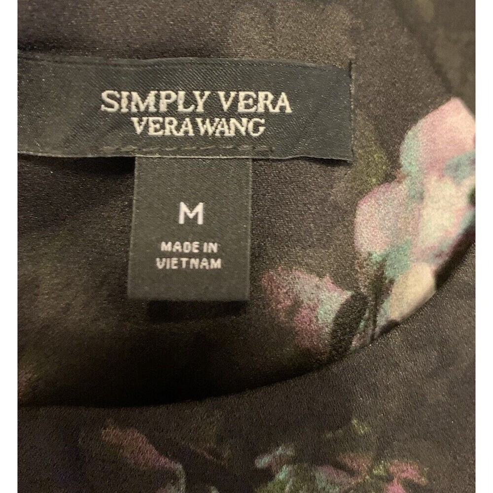 Simply Vera Wang Women’s Black Midi Floral Whimsigoth Dress Ruffles Medium Fairy - Picture 6 of 13